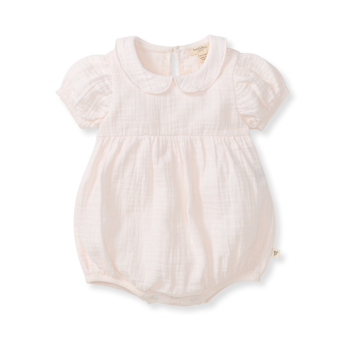 Muslin Collar Bubble Romper | Pink