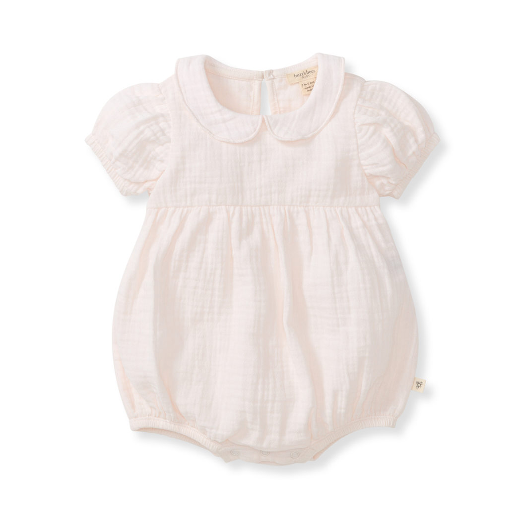 Muslin Collar Bubble Romper | Pink