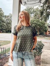 Polka Dot Peplum Top | Olive