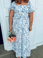 Cotton Floral Maxi Dress | Blue