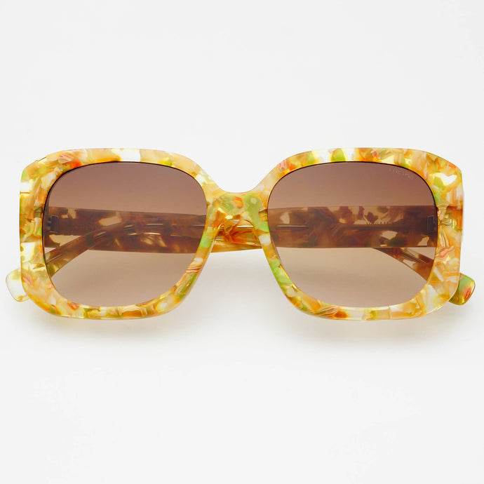 Vivian Octagonal Sunglasses: Yellow Tortoise