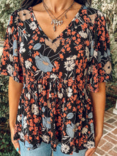Wonder Babydoll Floral Top | Black