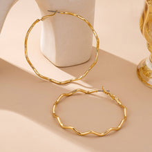 Oversized Hammered Wavy Hoop | Gold