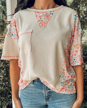 Patchwork Waffle Knit Top | Cream