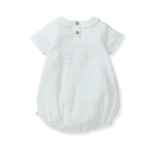 Muslin Collar Bubble Romper | Barely Blue