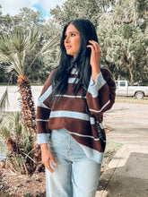 Cozy Colorblock Sweater | Blue/Brown