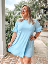 picture 1 woman in Spring Up Curvy Basic Dress | Lt. Blue