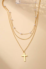 Cross Pearl Layered Necklace | Gold