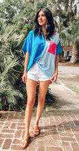 picture 2 woman in Pool Party Collard Top | Blue