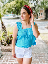 picture 5 woman in Boom Crop Tank | Blue