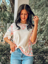 Patchwork Waffle Knit Top | Cream