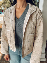 Floral Puffer Jacket | Light Khaki