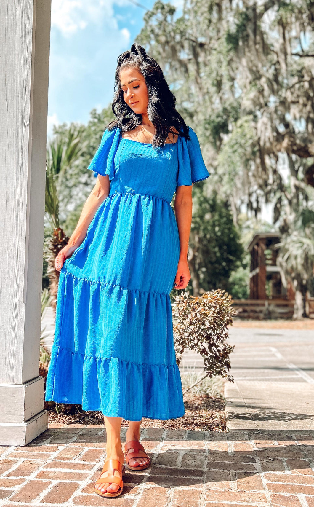 picture 1 woman in Cool Summer Maxi Dress | Blue