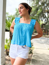 picture 1 woman in Boom Crop Tank | Blue