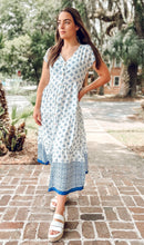 picture 1 woman in Geo Print Midi Dress | Blue