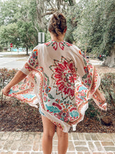 picture 2 back of Boho Print Kimono | Beige Coral