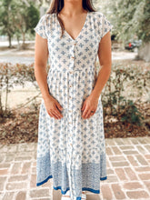 picture 5 front of Geo Print Midi Dress | Blue