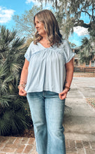 Pin Tuck Babydoll Top | Blue