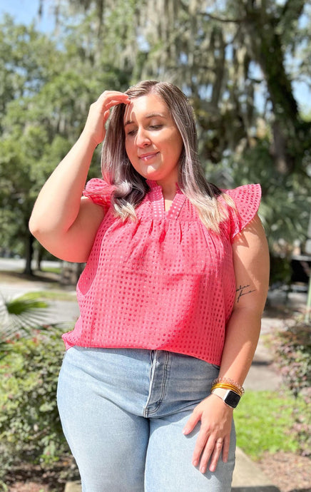 Preppy Check Curvy Top | Pink