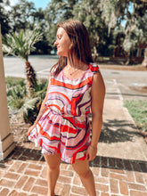 picture 1 of woman wearing Anytime Abstract Romper 