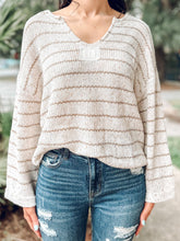 picture 3 girl wearing Striped Knit Sweater | Ivory 
