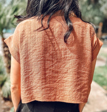 picture 2 solid back of Risa Boxy Crop Top | Rust