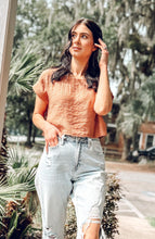 picture 4 girl wearing Risa Boxy Crop Top | Rust