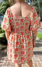 picture 2 back of girl wearing Vibe Retro Floral Dress | Orange 