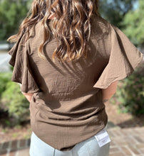 picture 3 back of girl wearing Closer Ruffle Top | Brown 
