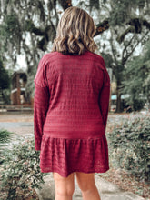 Button Down Tiered Dress | Red Wine