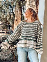 Striped Crochet Knit Sweater | Pine