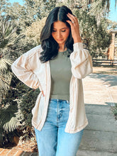 Waffle Stitched Open Cardigan | Cream