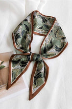 Brown Silky Skinny Twilly Scarf Necklace Wrap | Brown