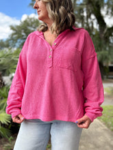 picture 2 Hooded Oversize Henley | Pink