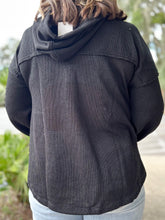 picture 3 Hooded Oversize Henley | Black