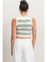 Striped Knit Crop Tank | Sage