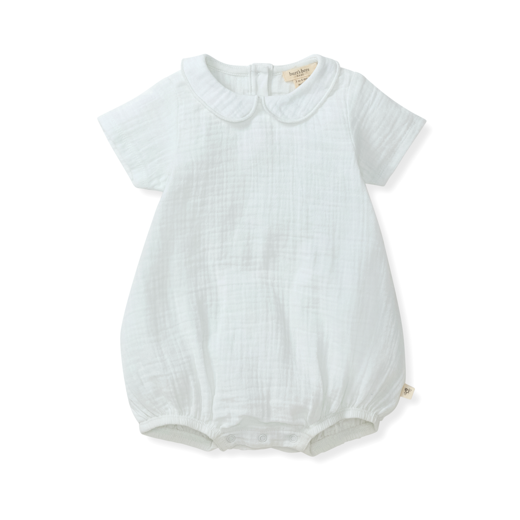 Muslin Collar Bubble Romper | Barely Blue