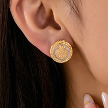 Shell Button Stud Earrings | Gold