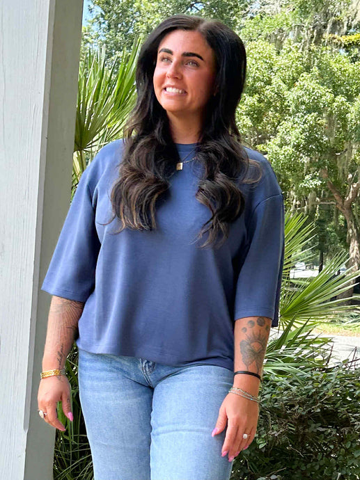 Scuba Drop Shoulder Tee | Navy
