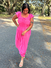 Shirred Midi Dress | Pink