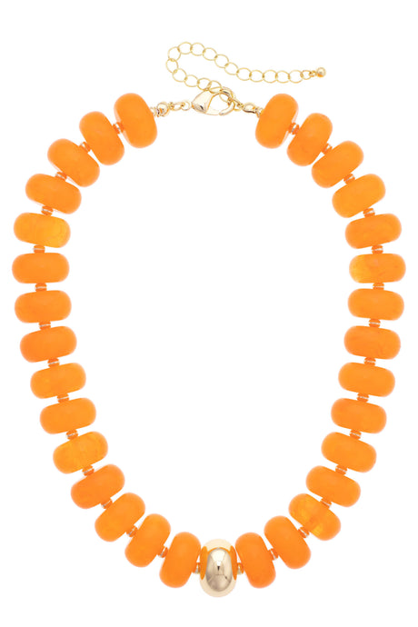 San Sebastian Beaded Resin Necklace: Orange