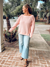 Boat Neck Waffle Knit Top | Blush