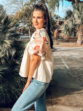 Floral Poplin Top | Cream