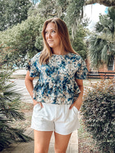 Floral Tiered Ruffle Top | Blue