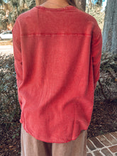 Oversized Washed Mineral Top | Red