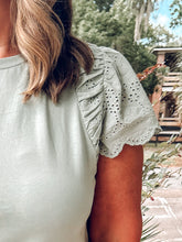Eyelet Ruffle Top | Sage