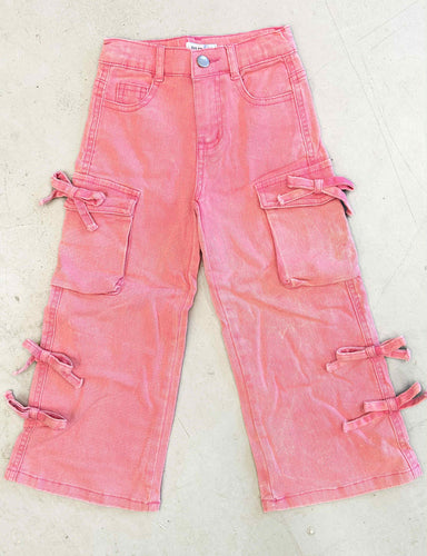Wide Leg Bow Little Denim | Pink