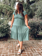 Midi Solid Curvy Dress | Pine