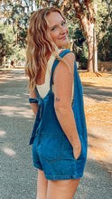 Denim Shortall Romper | Medium Blue