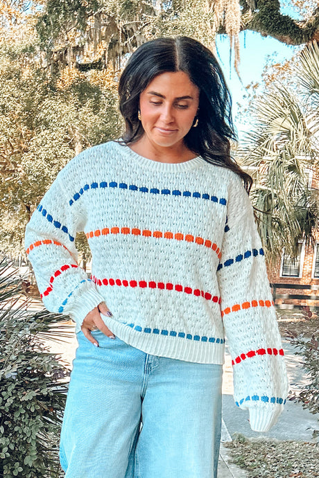 Jolly Striped Sweater | Cream